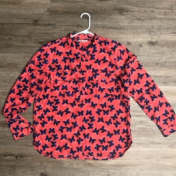 GAP Peach and Blue Butterfly Patterned Blouse - Picture 1 of 10
